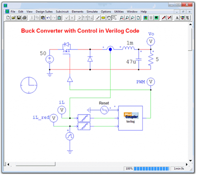 Buck converter with control implemented in Verilog code